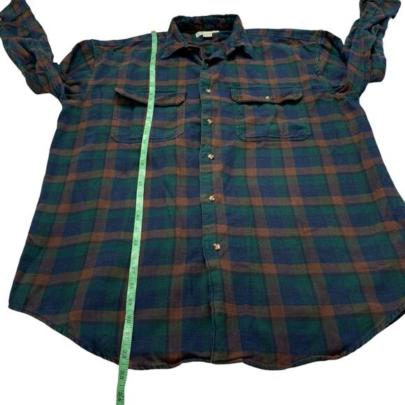 BANANA REPUBLIC Vintage Cotton Flannel Green Yellow Plaid Button Up Shirt Sz XL - Picture 5 of 6